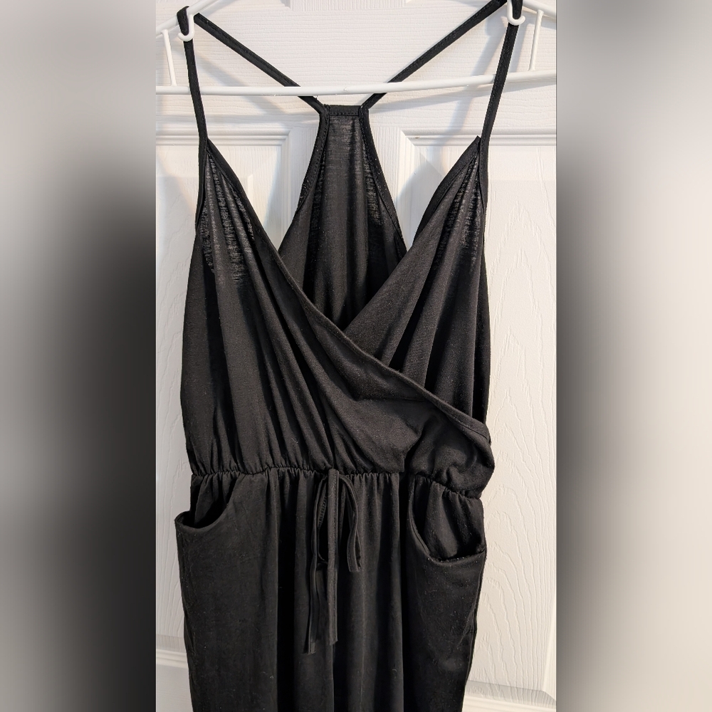 Black Sleeveless Wrap Front jumpsuit
